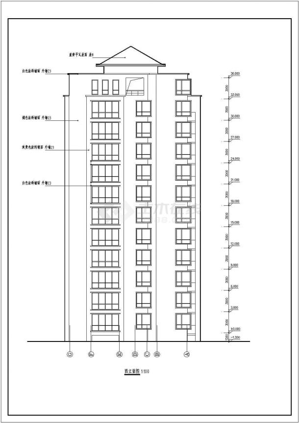 某地12层框架结构住宅楼建筑设计方案图-图二