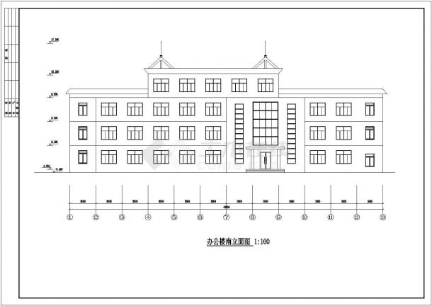 某学校三层框架结构办公楼建筑设计方案图-图二