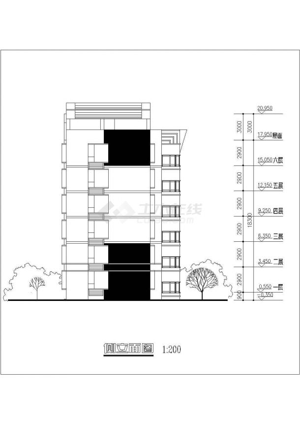 某小区的居民住宅楼的CAD设计平面图-图二