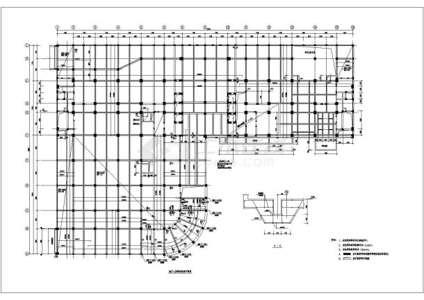 高层混凝土钢结构综合楼施工设计CAD图-图二