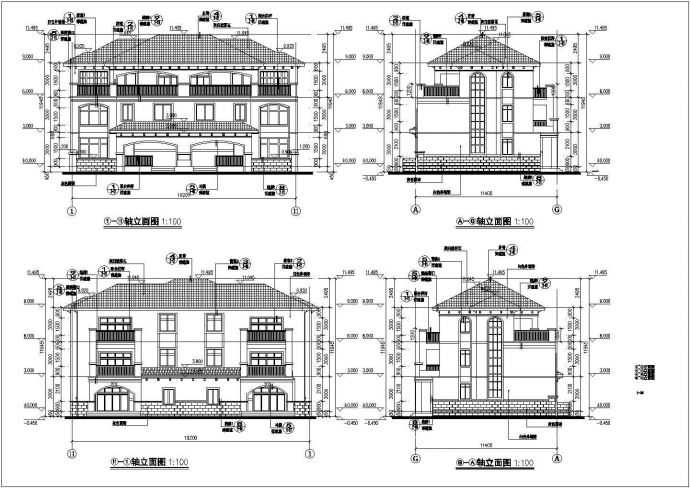 上海某3层框架结构联排别墅两方案图_图1