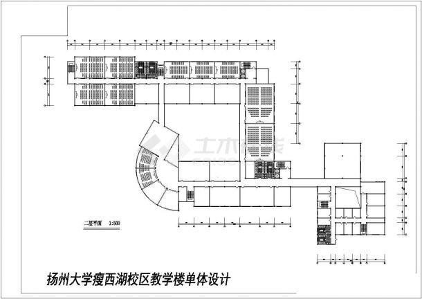 某城市教学楼单体CAD建筑图带效果图-图二