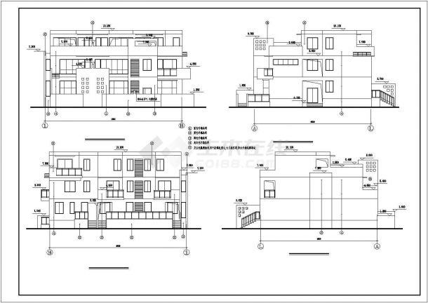 某地三层框架结构别墅建筑设计方案图纸-图一