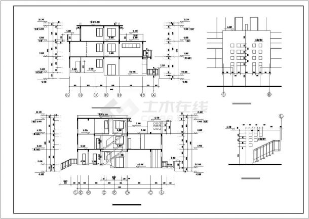 某地三层框架结构别墅建筑设计方案图纸-图二