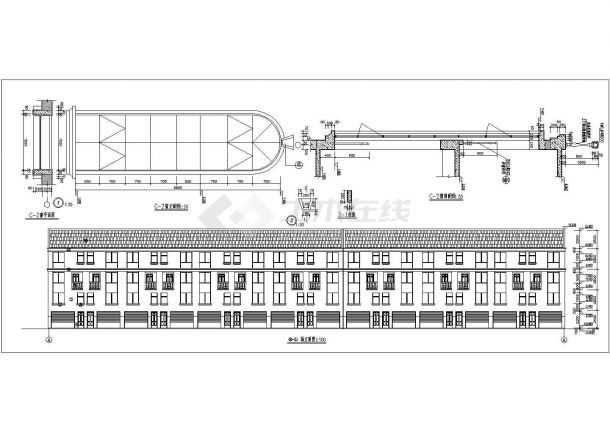 某地区连体别墅全套详细建筑设计CAD施工图-图二