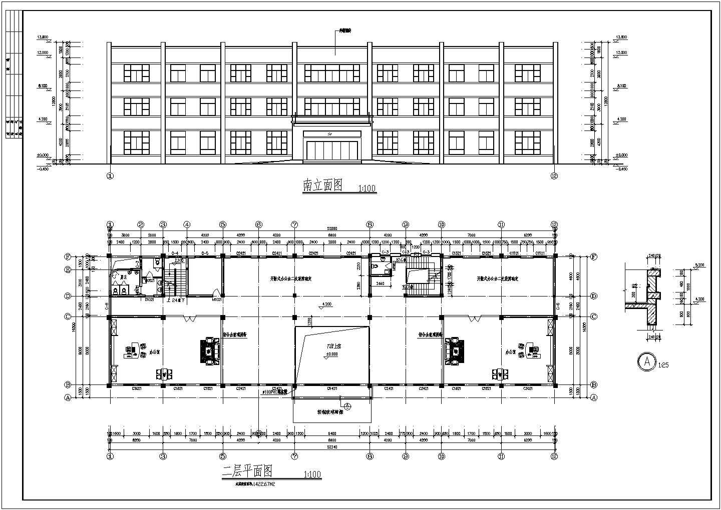 江苏某3层框架综合楼建筑及结构设计施工图