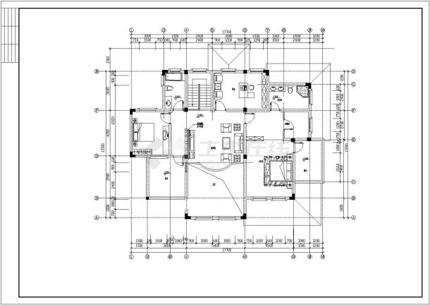 某地两层框架结构别墅室内装修设计方案图-图二