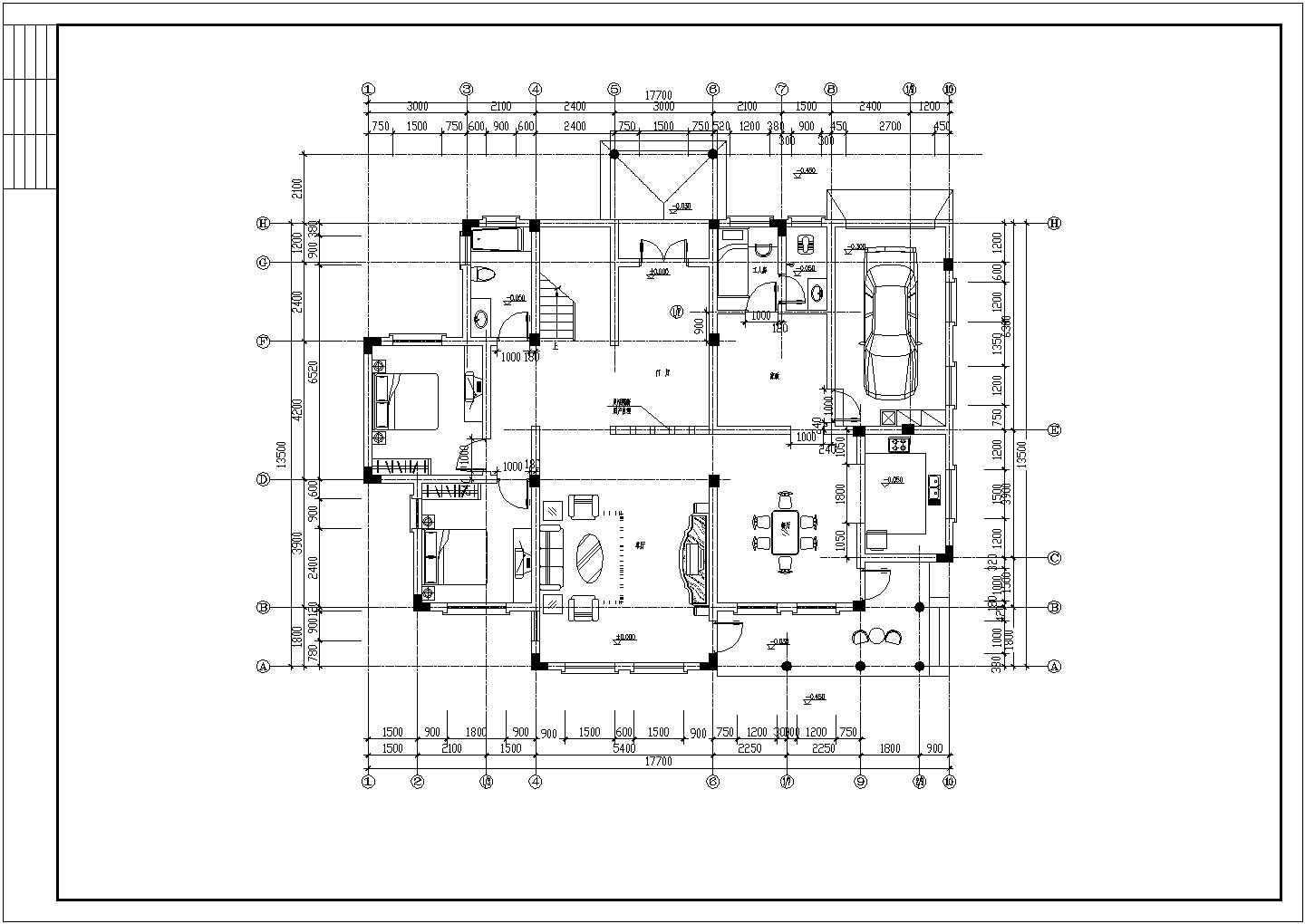 某地两层框架结构别墅室内装修设计方案图