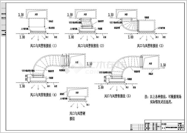 风口与风管六种连接方法局部详图示意图-图一