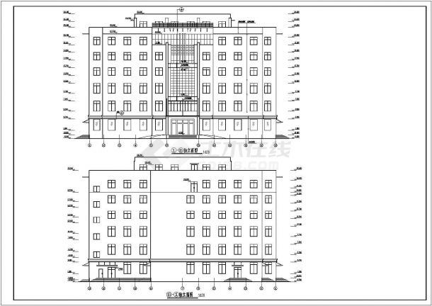 某地6层框架商业综合楼建筑设计施工图-图二