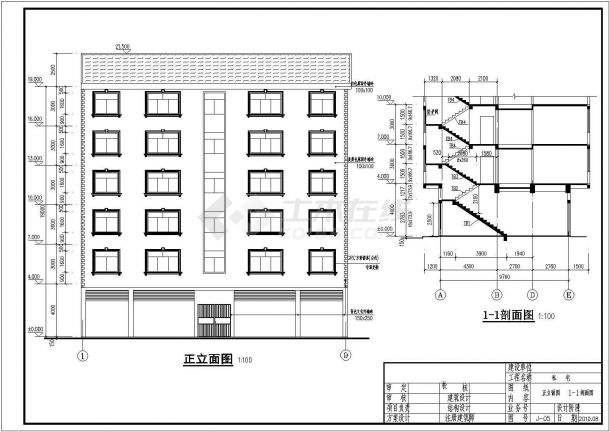 某地区六层底框结构住宅楼结构施工图（含建筑设计）-图一