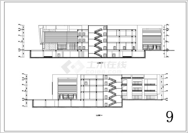 某地3层框架结构购物中心设计建筑设计方案图-图二