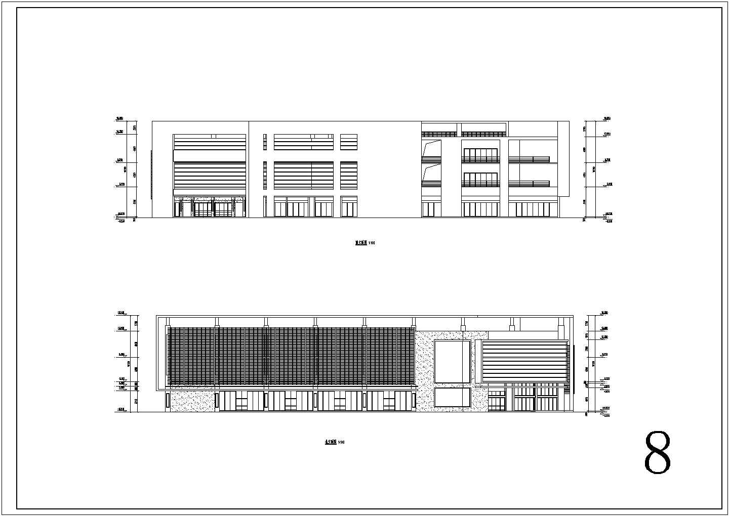 某地3层框架结构购物中心设计建筑设计方案图