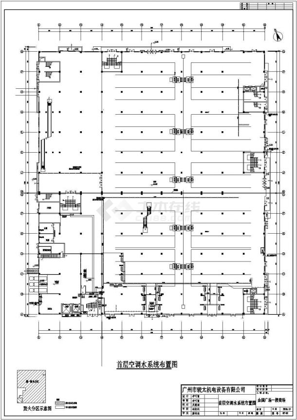 广州金国广场一楼商场风机盘管系统空调设计图-图一
