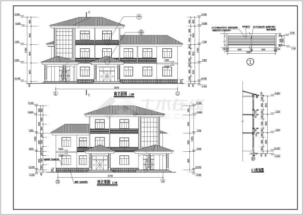 某地三层砖混结构办公楼建筑设计施工图纸-图一