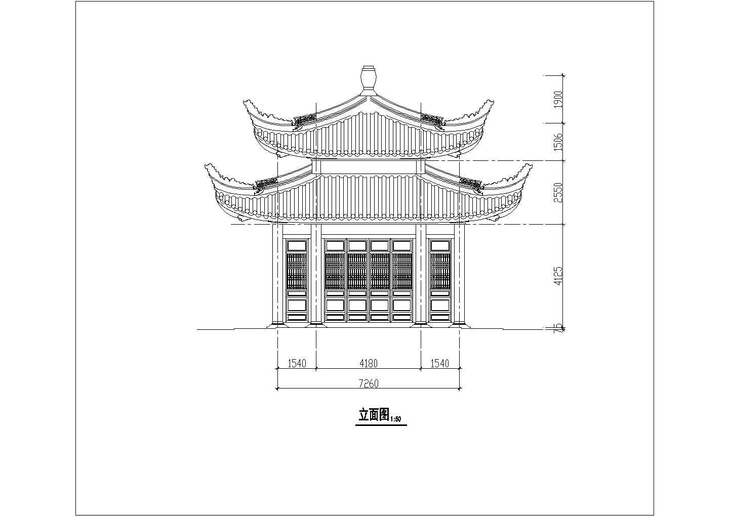 某寺庙木结构三大殿古建筑设计方案图纸