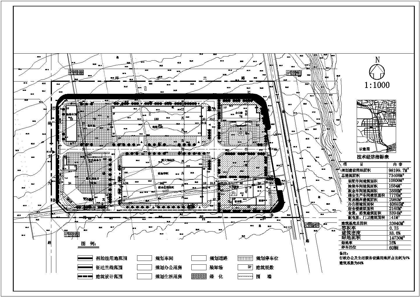 某工业厂区多种总平面规划设计方案图