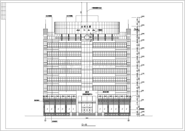 办公大厦装修全套平面cad施工图纸-图一