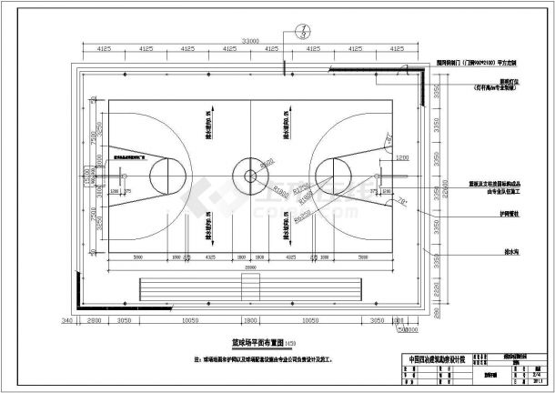某供电公司PU完整篮球场建筑设计施工图-图二