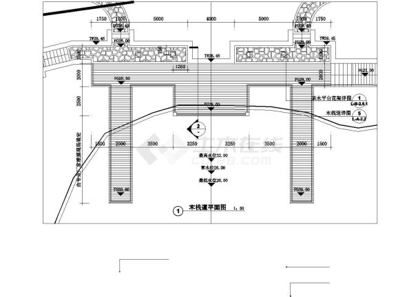 某小区防腐木亲水平台全套施工图纸-图二