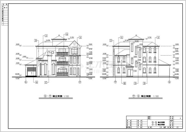 某地三层框架结构小型别墅建筑方案设计图-图一