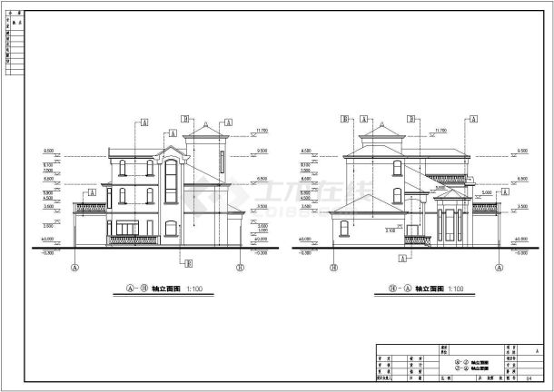 某地三层框架结构小型别墅建筑方案设计图-图二