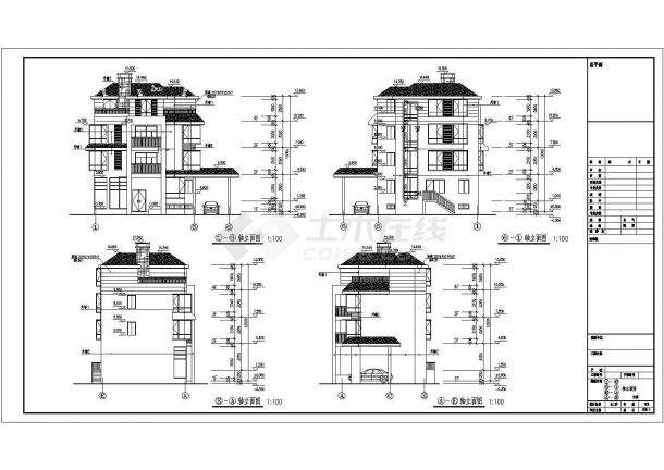 新农村四层混凝土框架结构住宅别墅建筑和结构施工图纸-图一