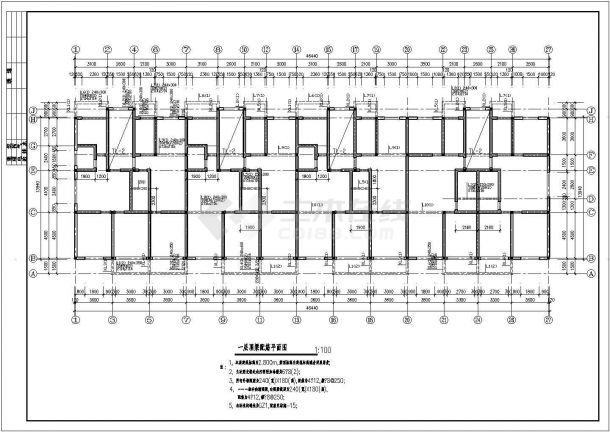 住宅楼（带阁楼)结构设计CAD施工方案图-图一