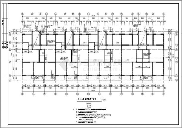 住宅楼（带阁楼)结构设计CAD施工方案图-图二
