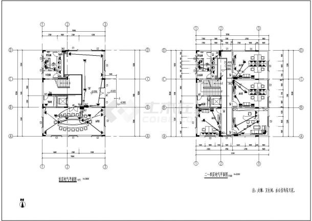 【广州】某框架结构办公楼照明及动力部分施工图纸-图二