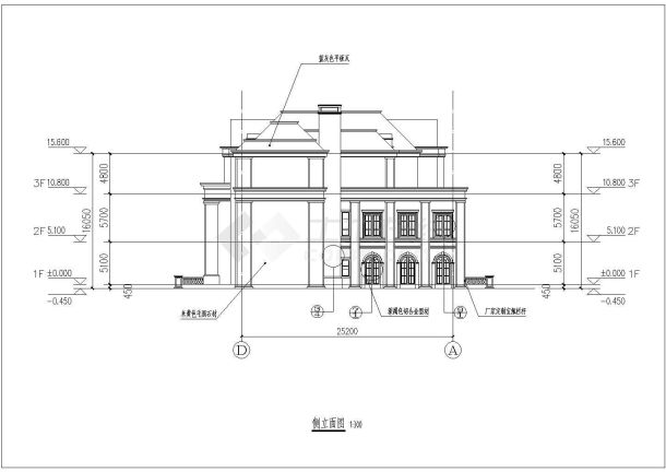 某地三层欧式豪华会所建筑设计方案图-图二