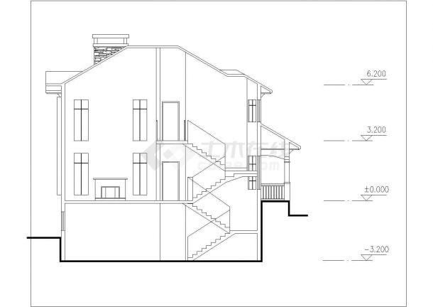 坡地独栋别墅方案设计的详细的CAD图纸-图一