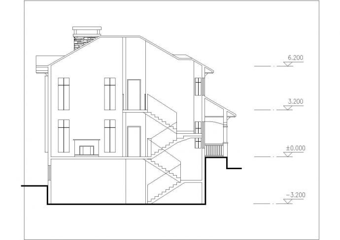 坡地独栋别墅方案设计的详细的CAD图纸_图1