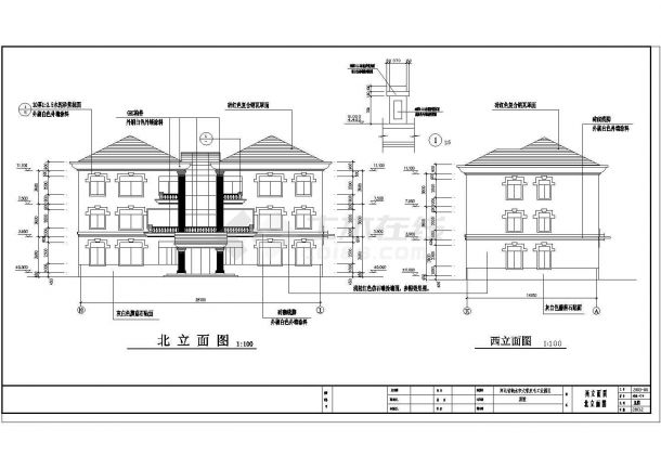 北方豪华别墅建筑的完整施工CAD图纸-图一