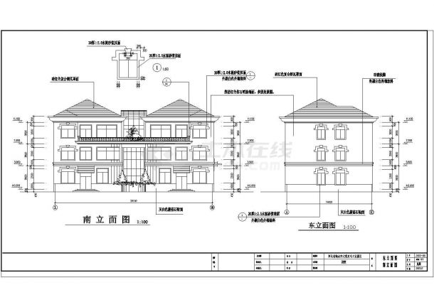 北方豪华别墅建筑的完整施工CAD图纸-图二