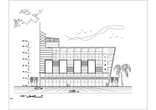 某地区六层商业楼建筑设计CAD平立方案图-图一