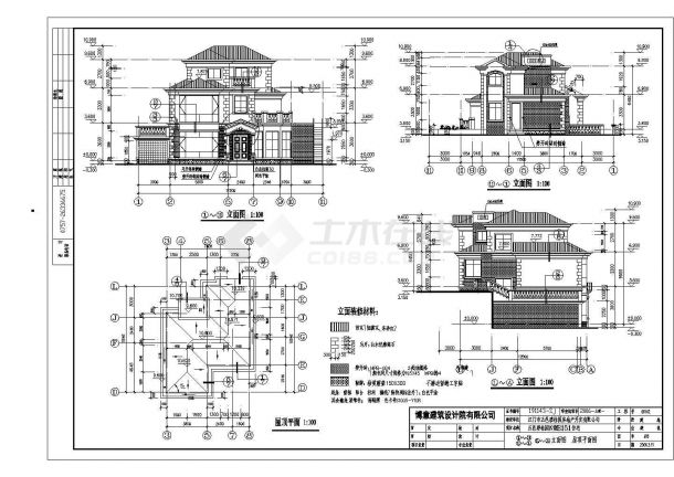 江门三层框架结构欧式独栋别墅建筑结构设计施工图-图一