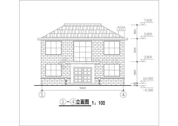 某地区民居住宅楼建筑设计CAD施工方案图-图二