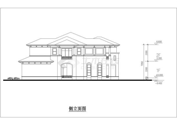 某地区私人B型别墅建筑设计CAD施工图-图二