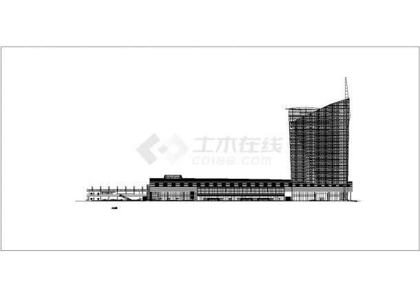 上海22层框架结构办公楼客运站建筑设计方案图纸-图二
