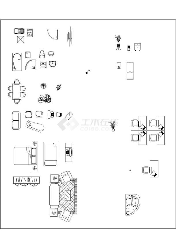 常用室内装修家具沙发组合CAD素材图块-图二