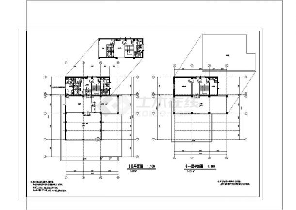 青岛火车站店建筑施工全套CAD平面图-图二