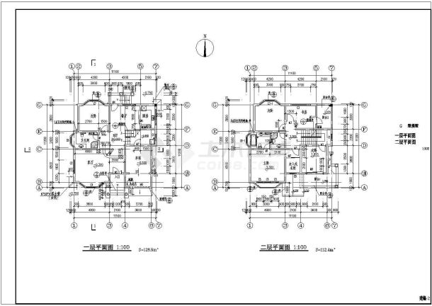 别墅设计方案全套图的CAD施工图纸-图一