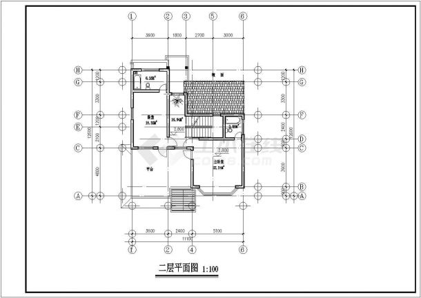 某地区小型别致大方的两层独栋别墅建筑施工图-图二