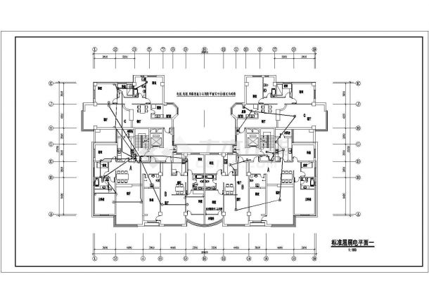 某地区中层带地下室 (35)号住宅楼电气设计cad施工图-图二