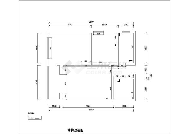 某地区小户型装修设计cad施工方案图纸-图二