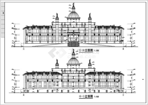 某地四层框架结构售楼部建筑设计方案图纸-图二