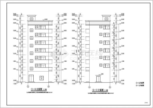 某农村临街七层砖混结构住宅楼建筑设计方案图-图一