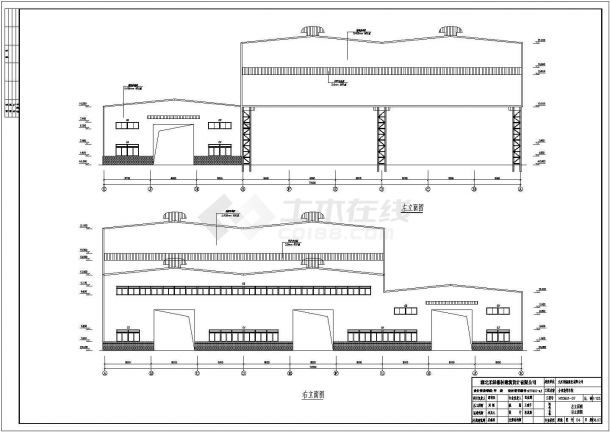 江西某造船公司重型钢结构双层吊车厂房结构图-图一