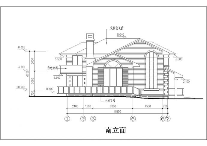 某地两层砖混结构别墅建筑设计方案图_图1